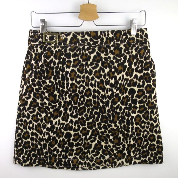 J.Crew Leopard Corduroy Buckle Mini Skirt NWOT - Picture 5 of 13